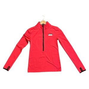 PINK ULTIMATE Victoria's Secret 1/4 Zip Bright Pink Pullover with Thumb Holes XS